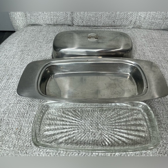Vintage SELANDIA Stainless Steel Denmark Butter Dish Mid Century 3 Piece - Picture 4 of 4